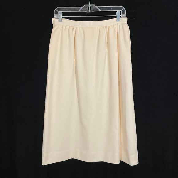 Vintage 1950's Pendleton Skirt Ivory Wool A-line Midi Pockets Twee Minimalist 6 - Picture 3 of 4